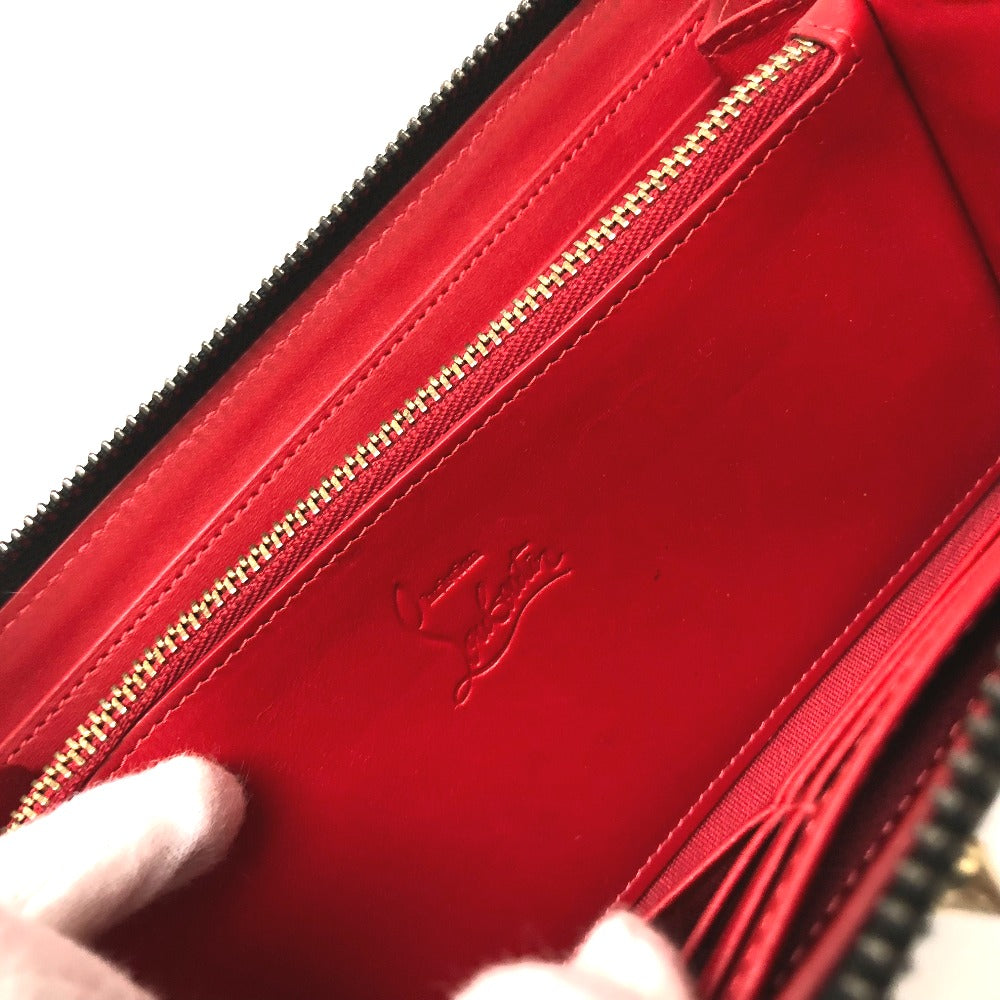 Christian Louboutin Long Wallet Purse 3145073 Leather Black Panettone Spike Studs Women