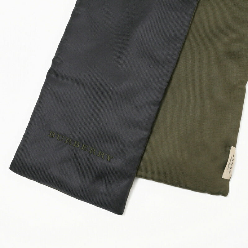 Burberry Scarf Silk, Polyester/Filling=Batting Black Long Scarf Embroidered Logo Mens