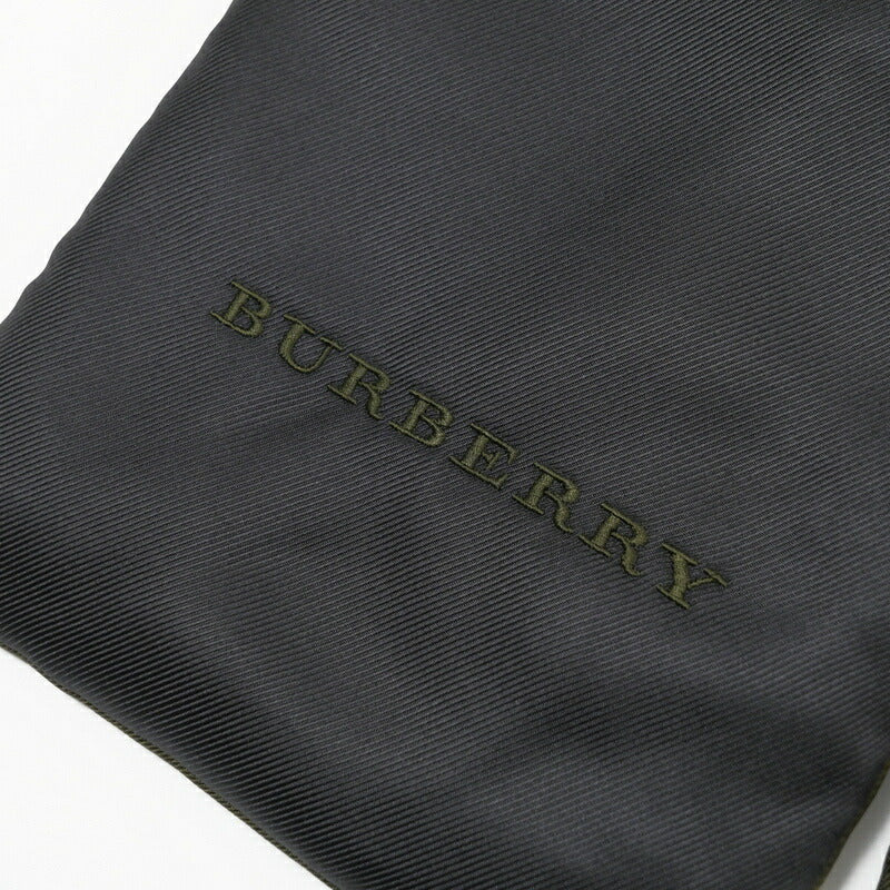 Burberry Scarf Silk, Polyester/Filling=Batting Black Long Scarf Embroidered Logo Mens