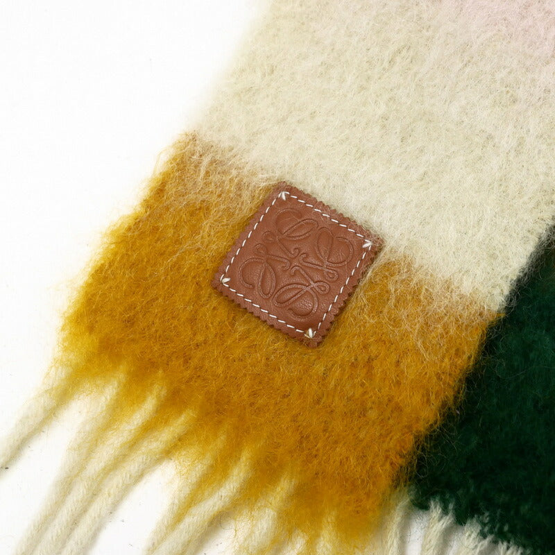 Loewe Scarf Mohair, Wool Multicolor Fringe Long Scarf Women(Unisex)