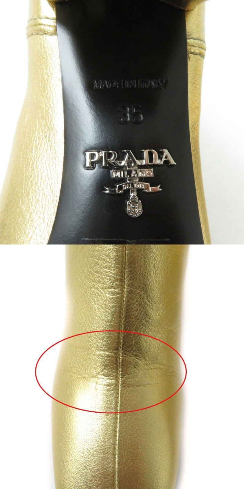Prada Boots Leather Gold X Black Women 35