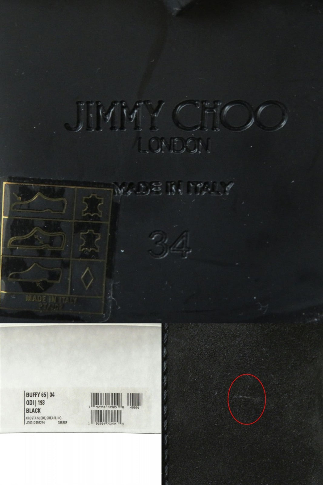 Jimmy Choo Boots Suede, Leather Black Women 34