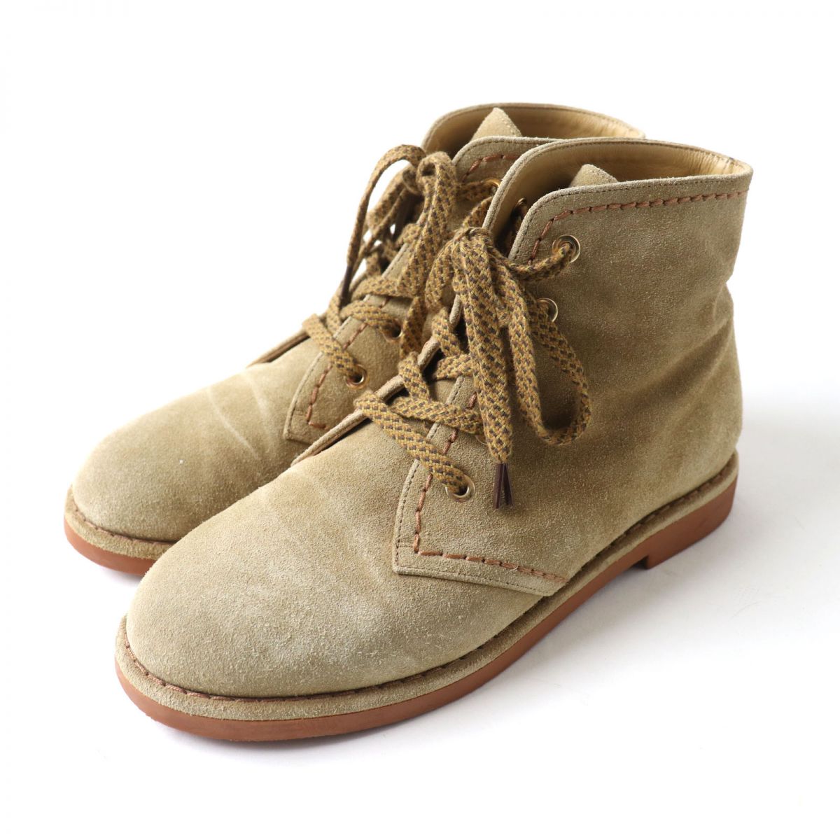 Chanel Boots Suede Leather Brown Women 37C
