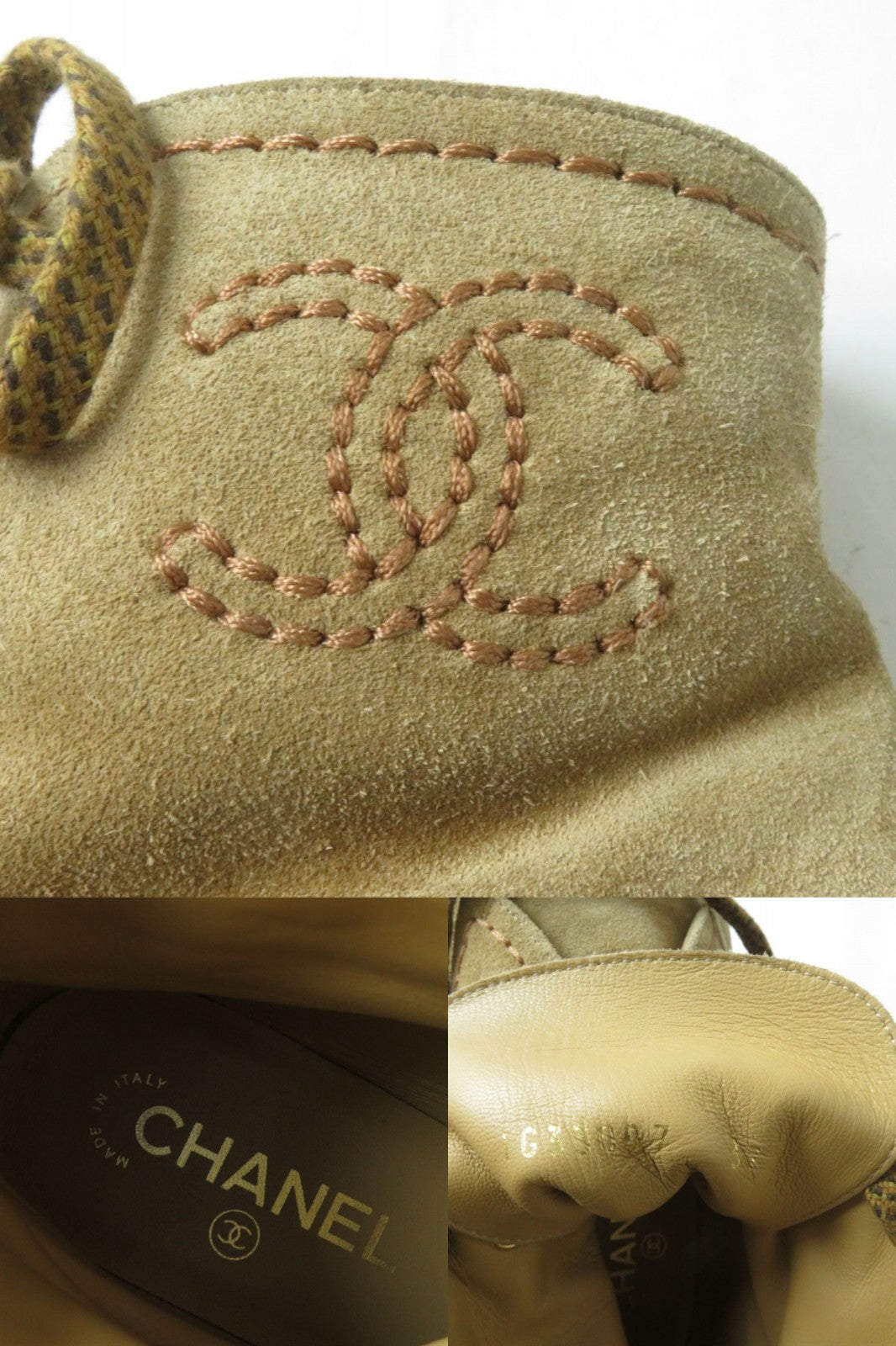 Chanel Boots Suede Leather Brown Women 37C