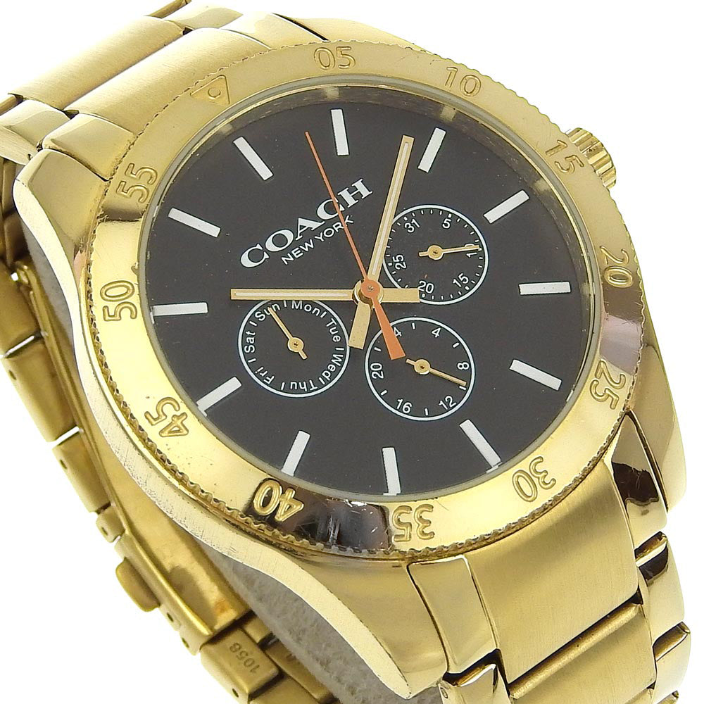 Coach Watches Quartz Ca133.2.95.1754 Plated Gold Black Day Date Black Dial Mens