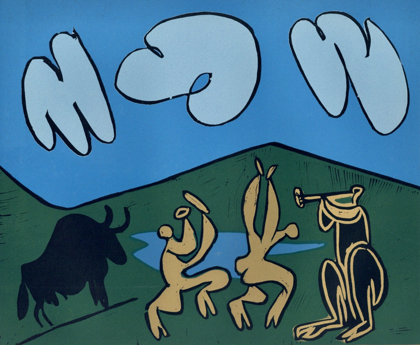 Pablo Picasso, Bacchanal With A Black Bull (Orozco 214), Grabados Al Linleo, Linocut