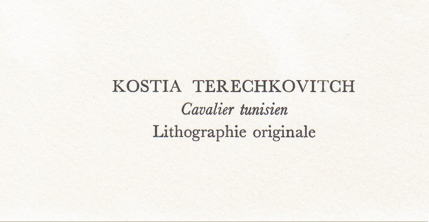 Constantin Terechkovitch, Cavalier Tunisien, Souvenirs Et Portraits D'Artistes, Lithograph