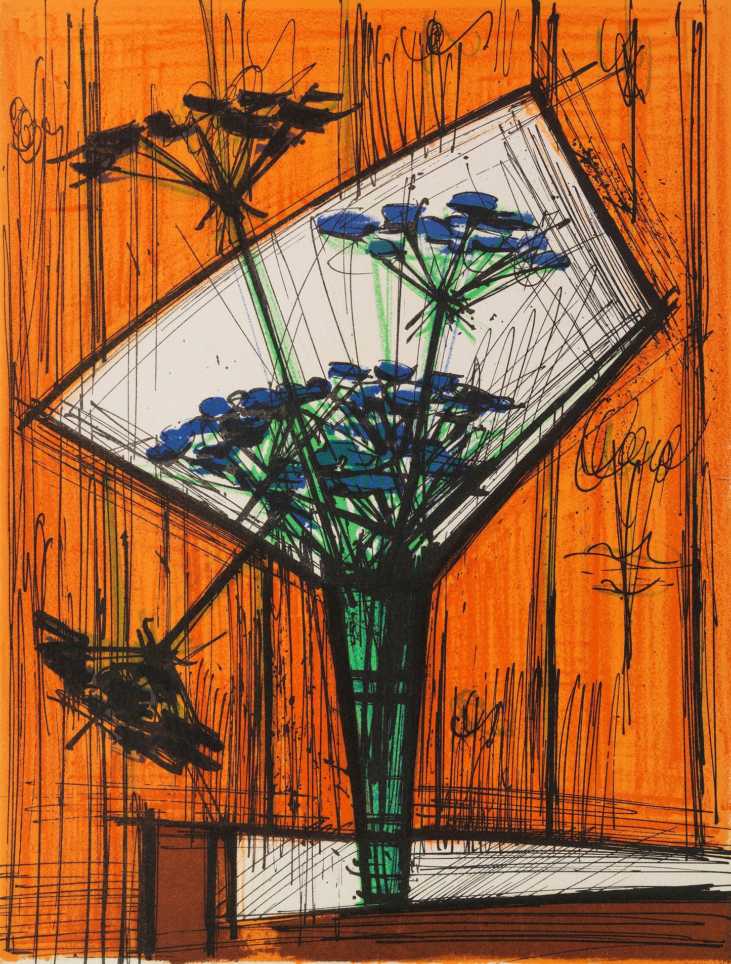 Bernard Buffet, Les Ombelles, Souvenirs Et Portraits D'Artistes, Lithograph