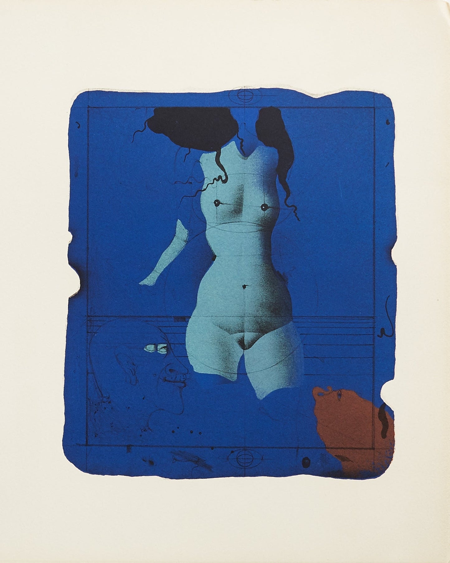 Paul Wunderlich, Torso Sur Une Pierre Bleu, Souvenirs Et Portraits D'Artistes, Lithograph