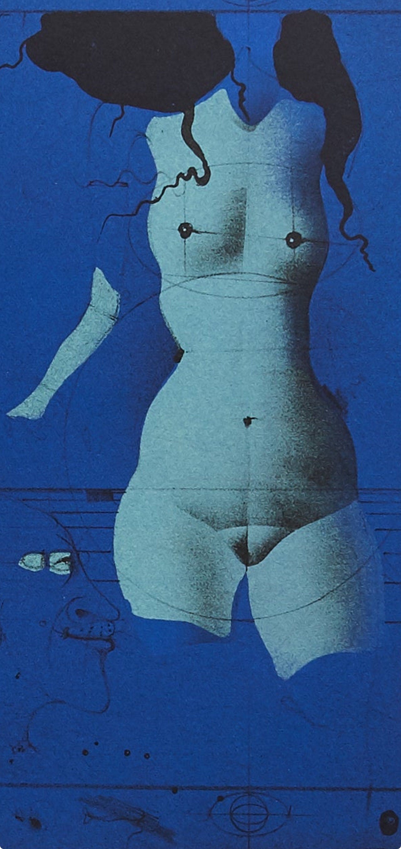 Paul Wunderlich, Torso Sur Une Pierre Bleu, Souvenirs Et Portraits D'Artistes, Lithograph