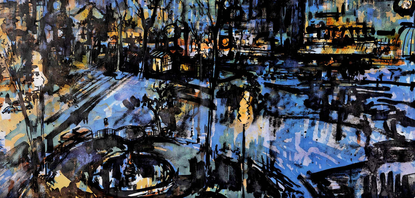 Jean Yves Commre, Place Pigalle La Nuit, Panorama De Paris, Au Temps De Paris Seine, Lithograph
