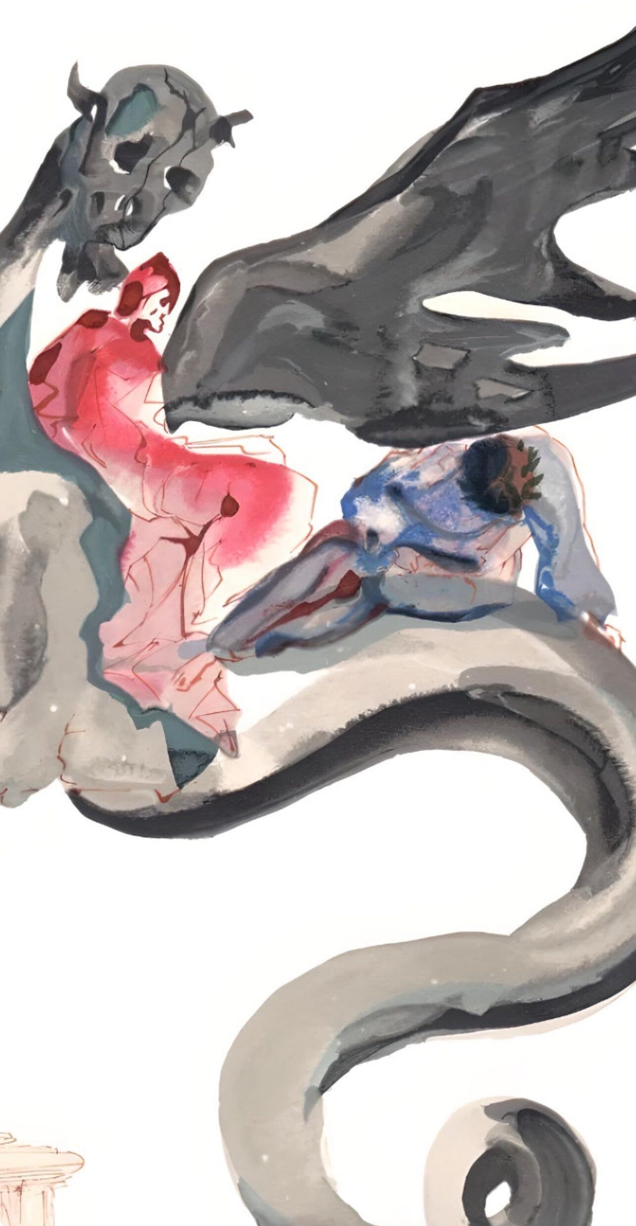 Salvador Dali, On Geryons Back (Michler/Lpsinger 1039-1138; Field 189-200), La Divine Comdie,