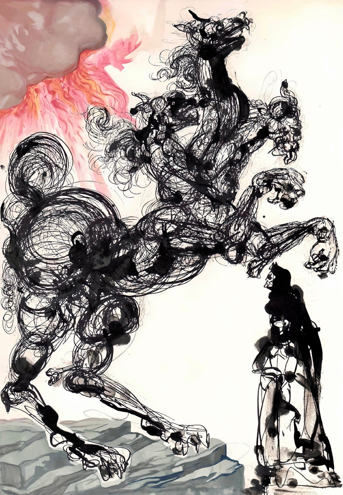 Salvador Dali, Cerberus (Michler/Lpsinger 1039-1138; Field 189-200), La Divine Comdie, Woodcut
