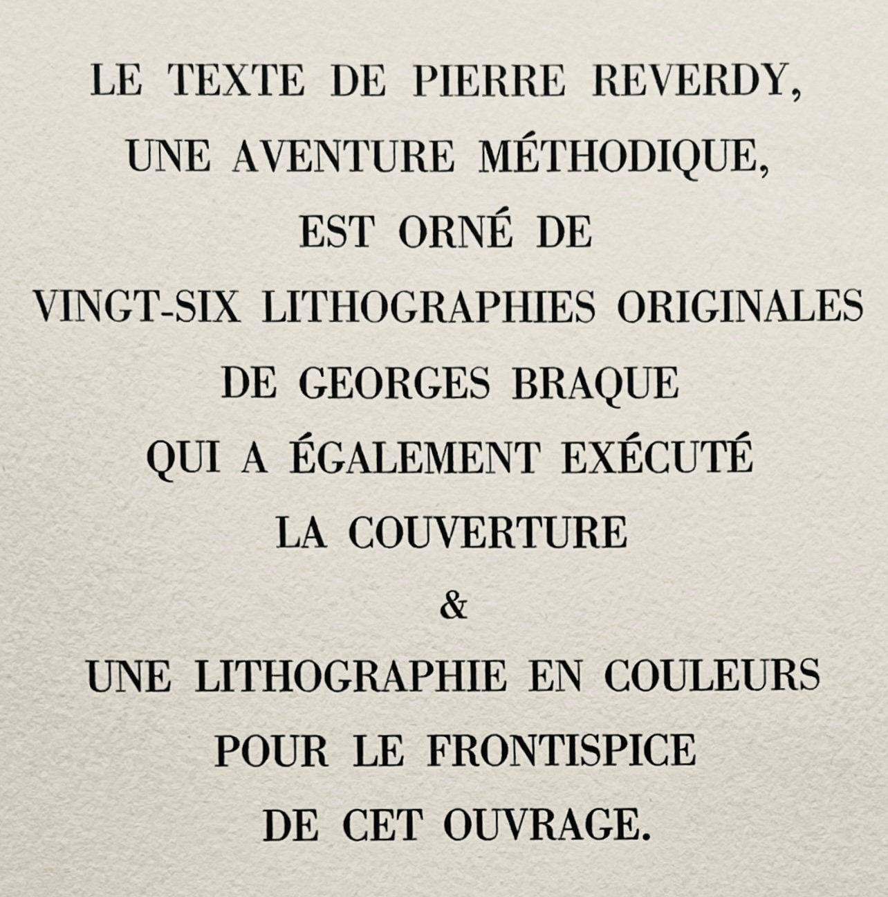 Georges Braque, Frontispiece, Une Aventure Mthodique