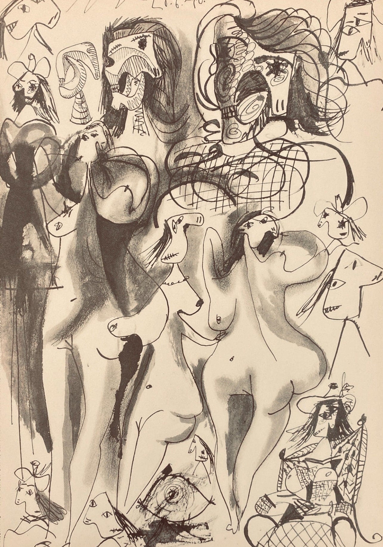 Pablo Picasso, Composition, Carnet De Dessins De Picasso, Cahiers Dart, Lithograph