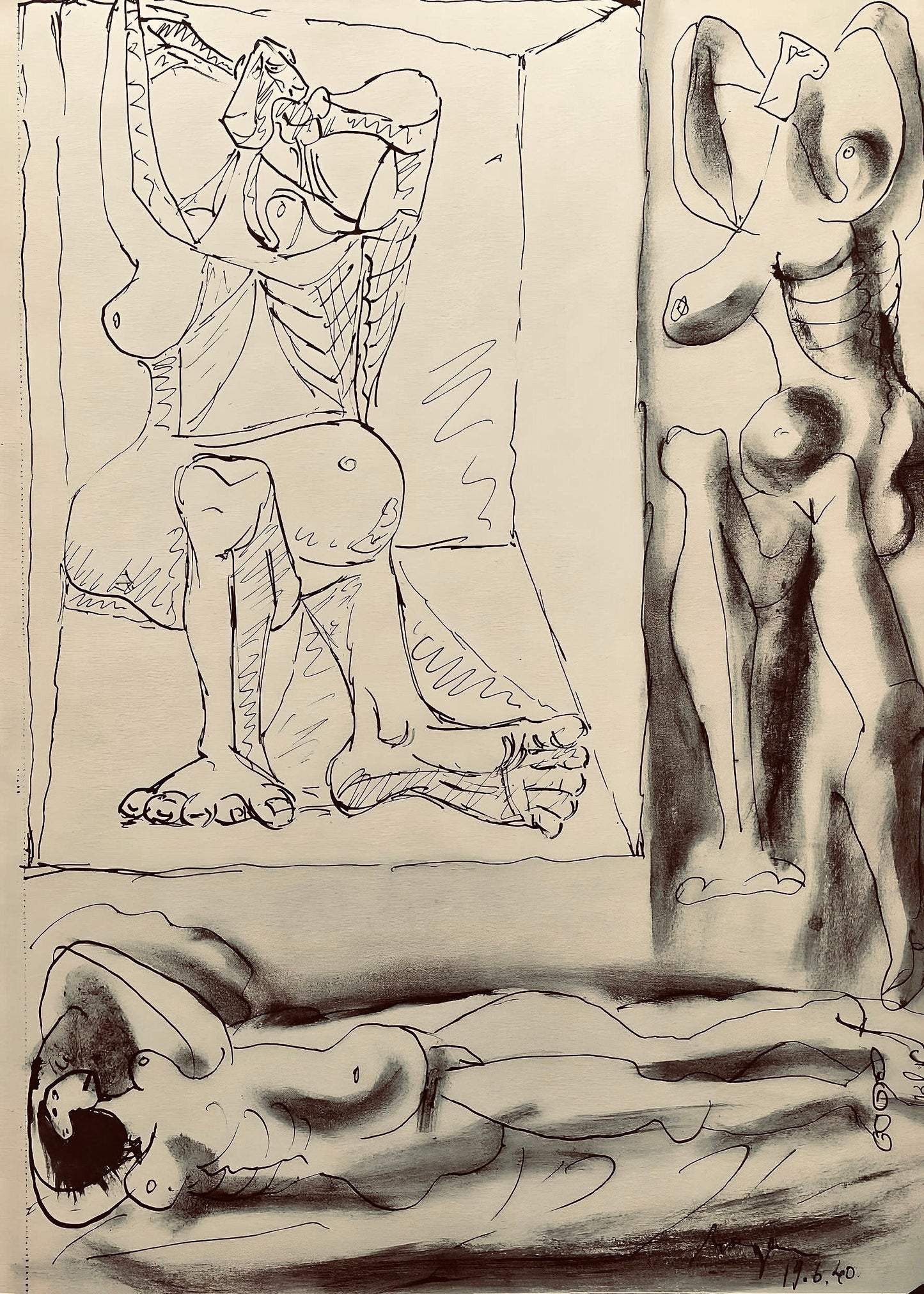 Pablo Picasso, Composition, Carnet De Dessins De Picasso, Cahiers Dart, Lithograph