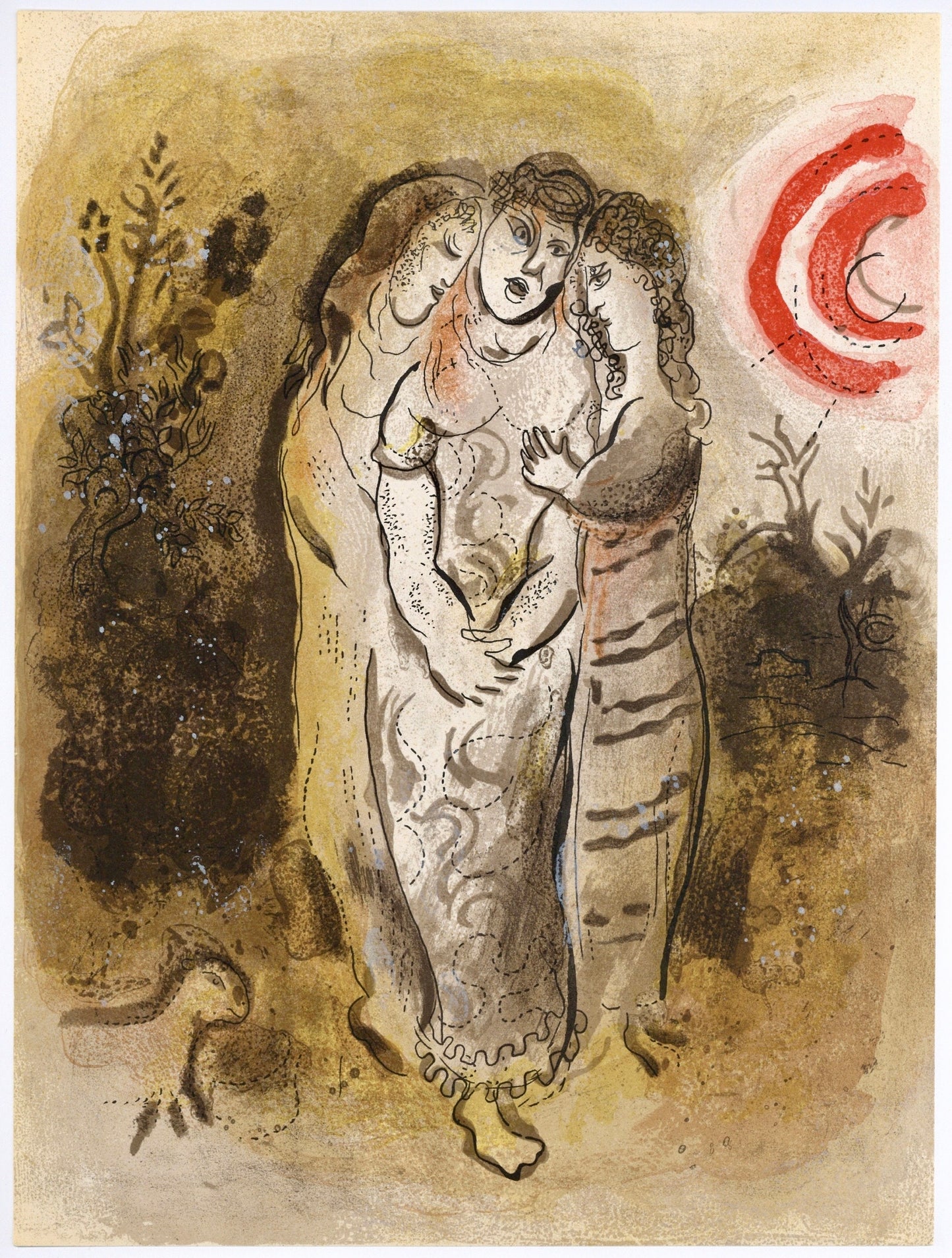 Marc Chagall, Naomi And Her Daughters-In-Law (Mourlot 117-46; Cramer 25), Drawings From The Bible,