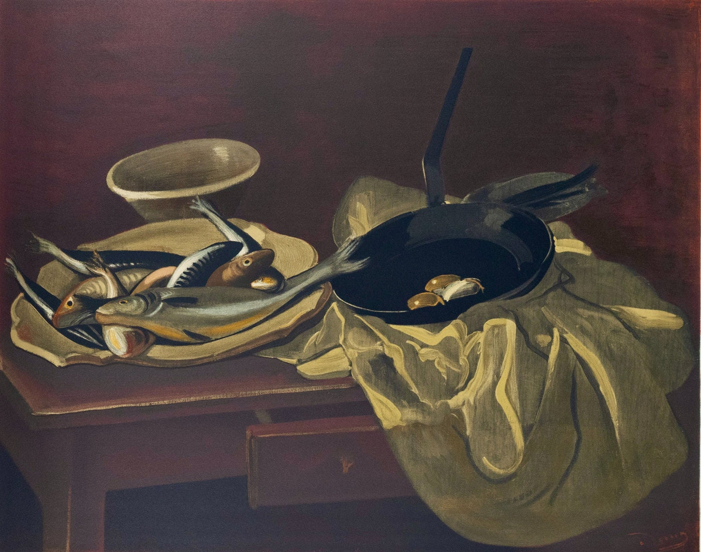 Andr Derain, Nature Morte Aux Poissons Et A La Pole, Andr Derain, Collection Pierre Lvy, Lithograph