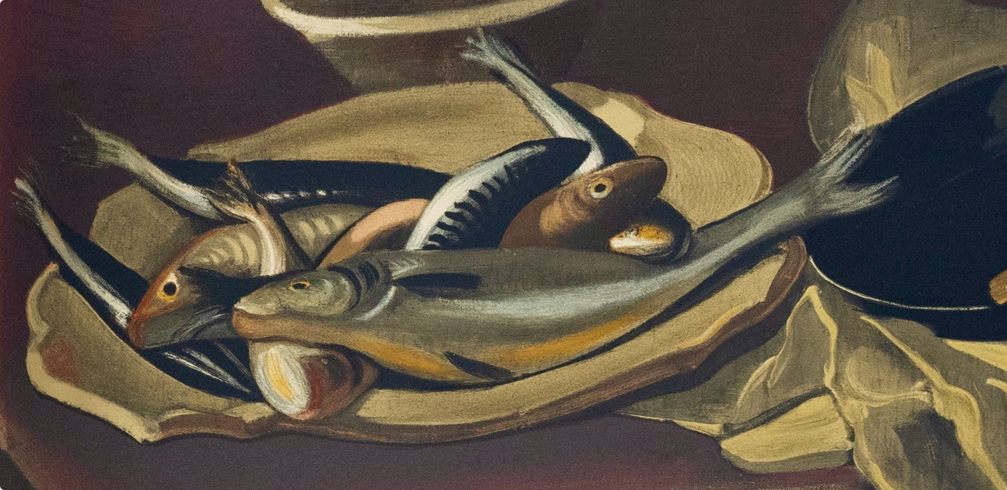 Andr Derain, Nature Morte Aux Poissons Et A La Pole, Andr Derain, Collection Pierre Lvy, Lithograph