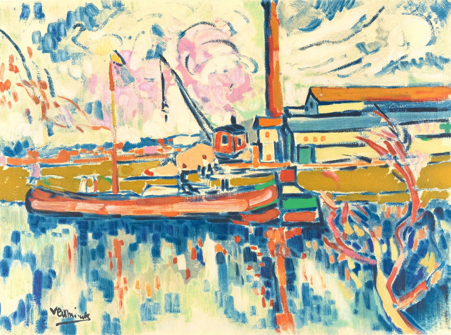 Maurice De Vlaminck, Paysage Chatou, Fauves, Collection Pierre Lvy, Lithograph