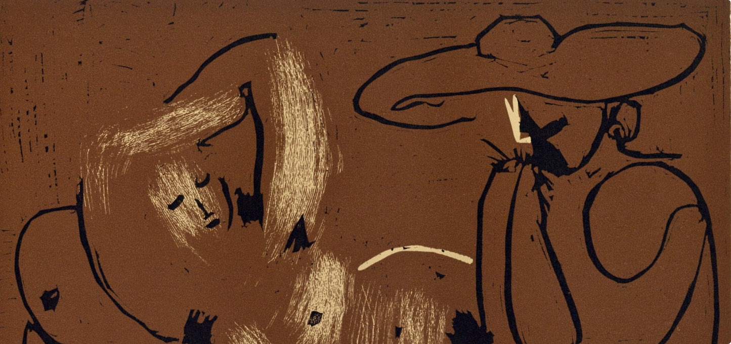 Pablo Picasso, The Aubade With Harmonica Player (Orozco 214), Grabados Al Linleo, Linocut