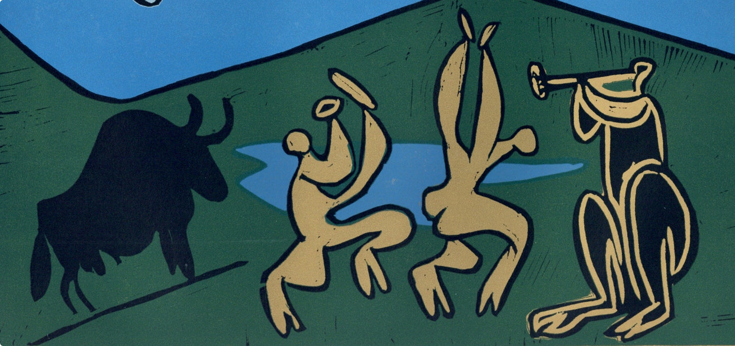 Pablo Picasso, Bacchanal With A Black Bull (Orozco 214), Grabados Al Linleo, Linocut