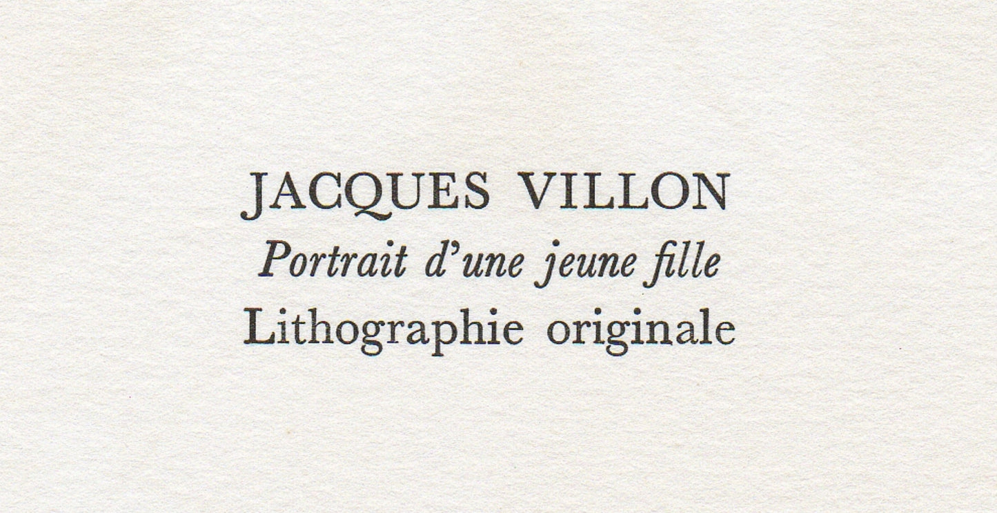 Jacques Villon, Portrait D'Une Jeune Fille, Souvenirs Et Portraits D'Artistes, Lithograph