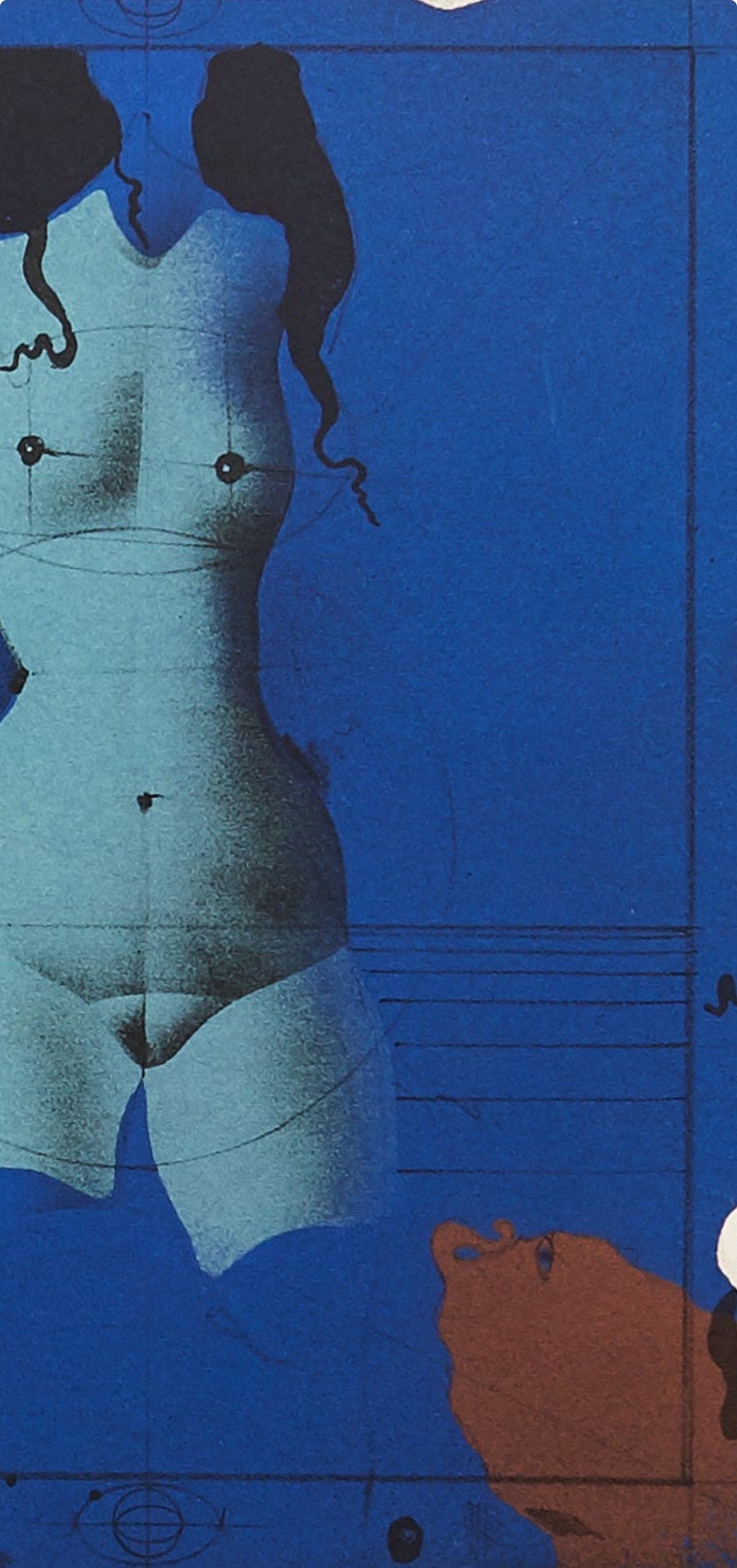 Paul Wunderlich, Torso Sur Une Pierre Bleu, Souvenirs Et Portraits D'Artistes, Lithograph