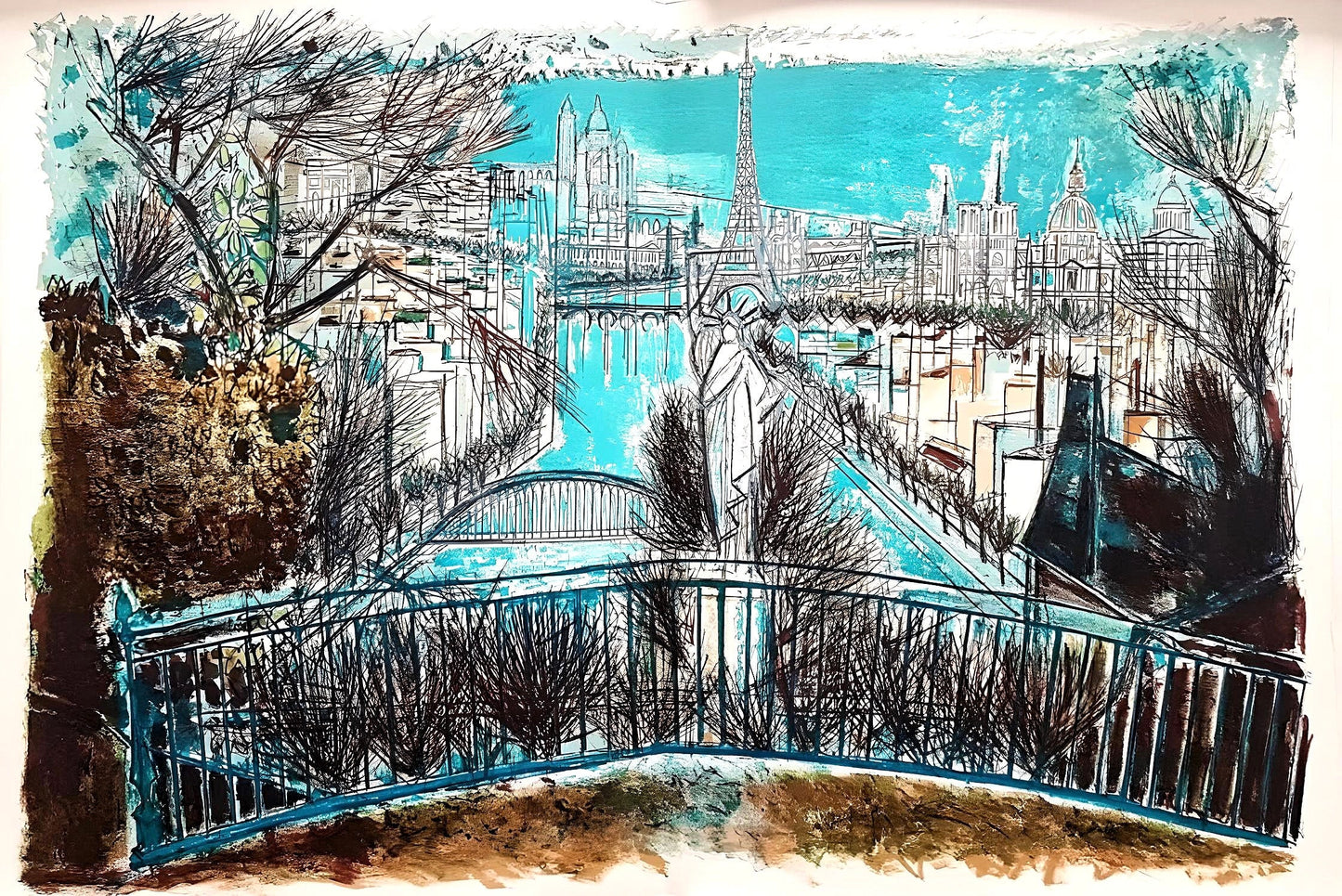 Douard-Georges Mac-Avoy, Panorama De Paris, Au Temps De Paris Seine, Lithograph