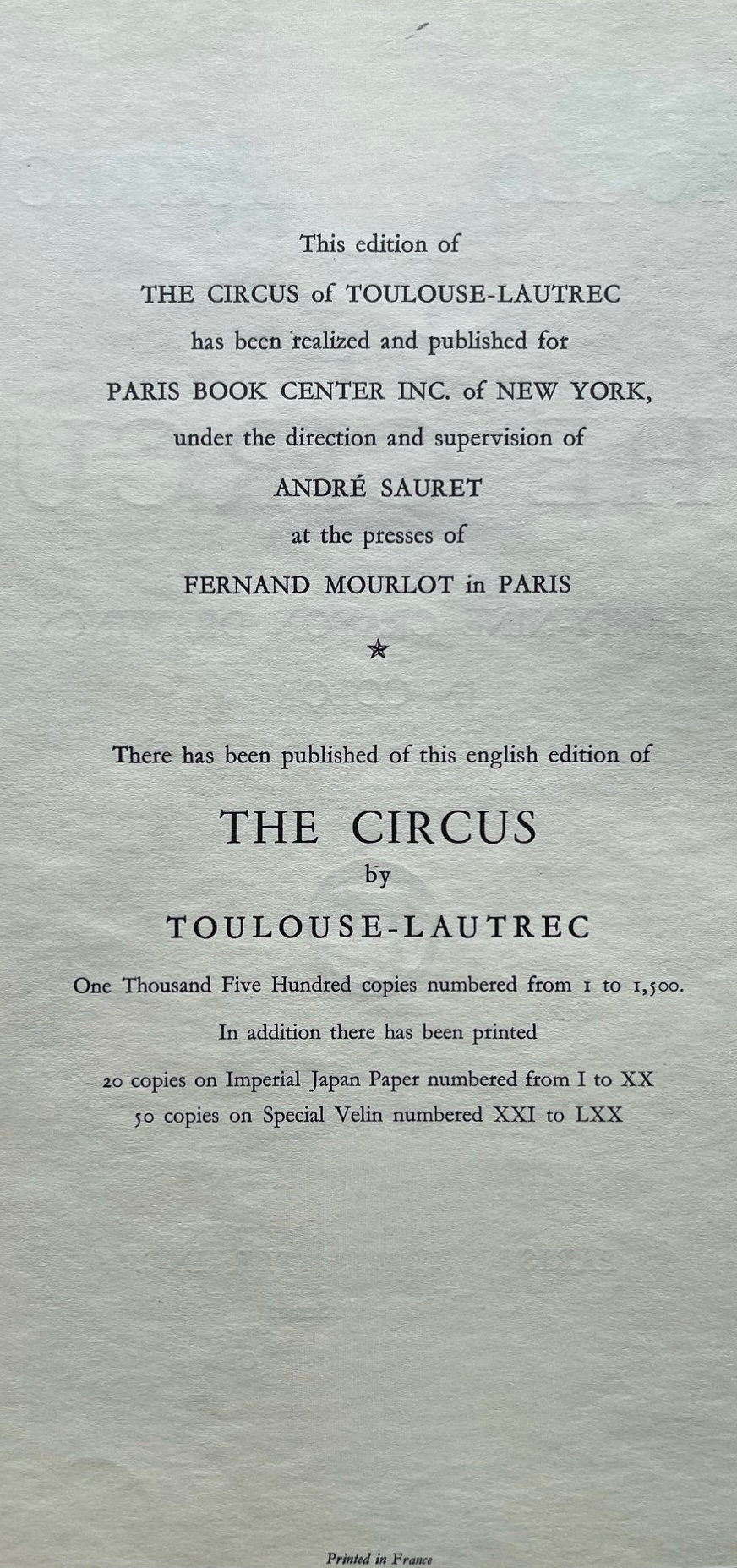 Henri De Toulouse-Lautrec, Le Rappel, The Circus By Toulouse-Lautrec, Lithograph