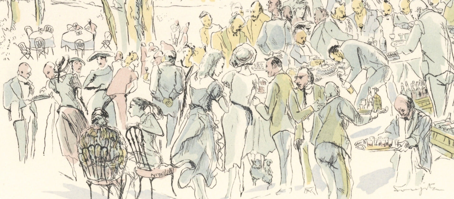 Lonard Tsugouharu Foujita (?? ??), Garden Party, Vins, Fleurs Et Flammes, Lithograph