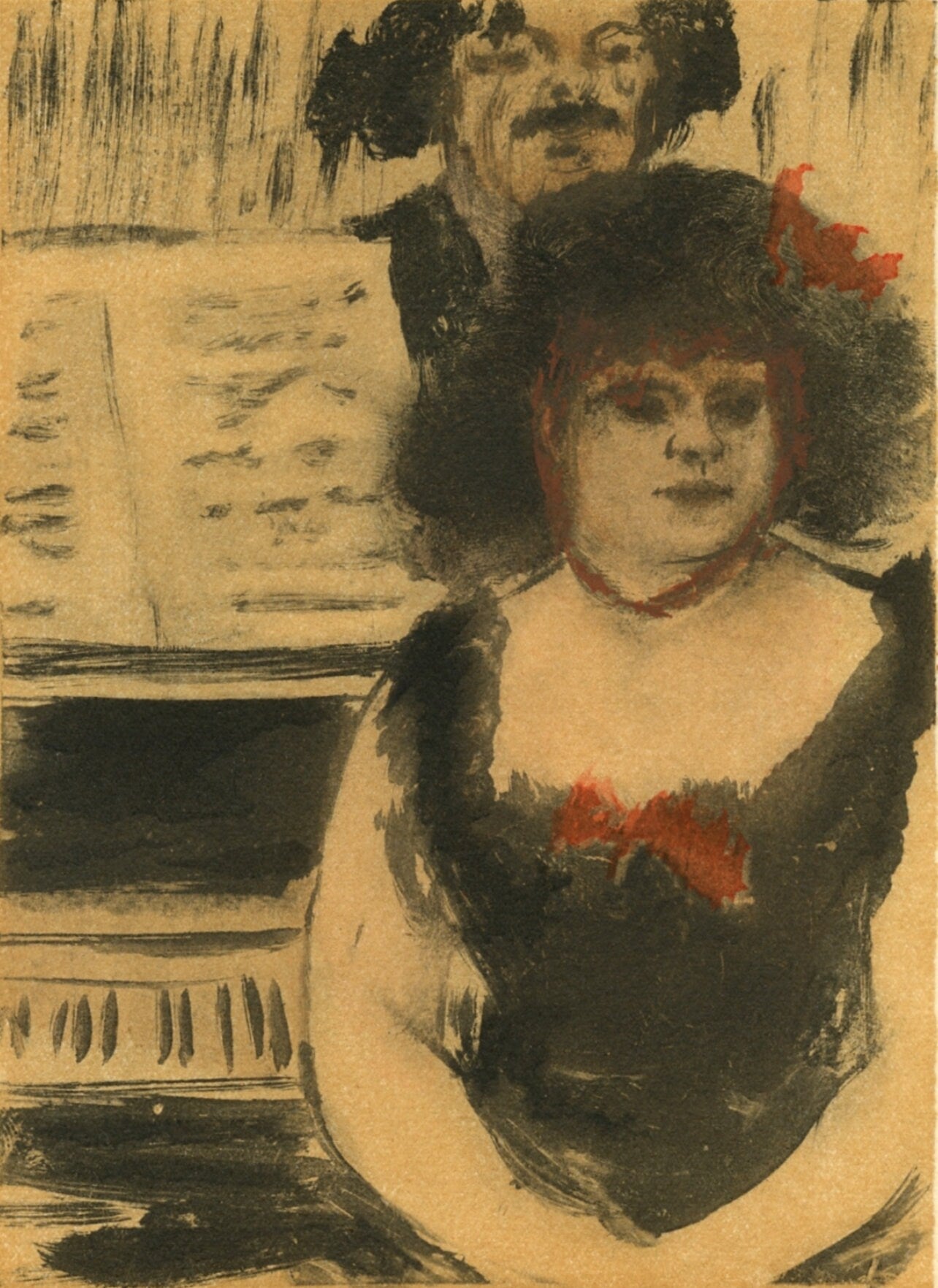Edgar Degas, La Pianiste Et Le Chanteur, E. Degas Monotypes, Monotype