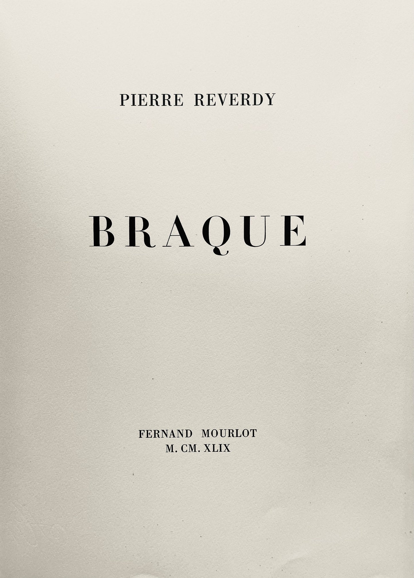 Georges Braque, Frontispiece, Une Aventure Mthodique