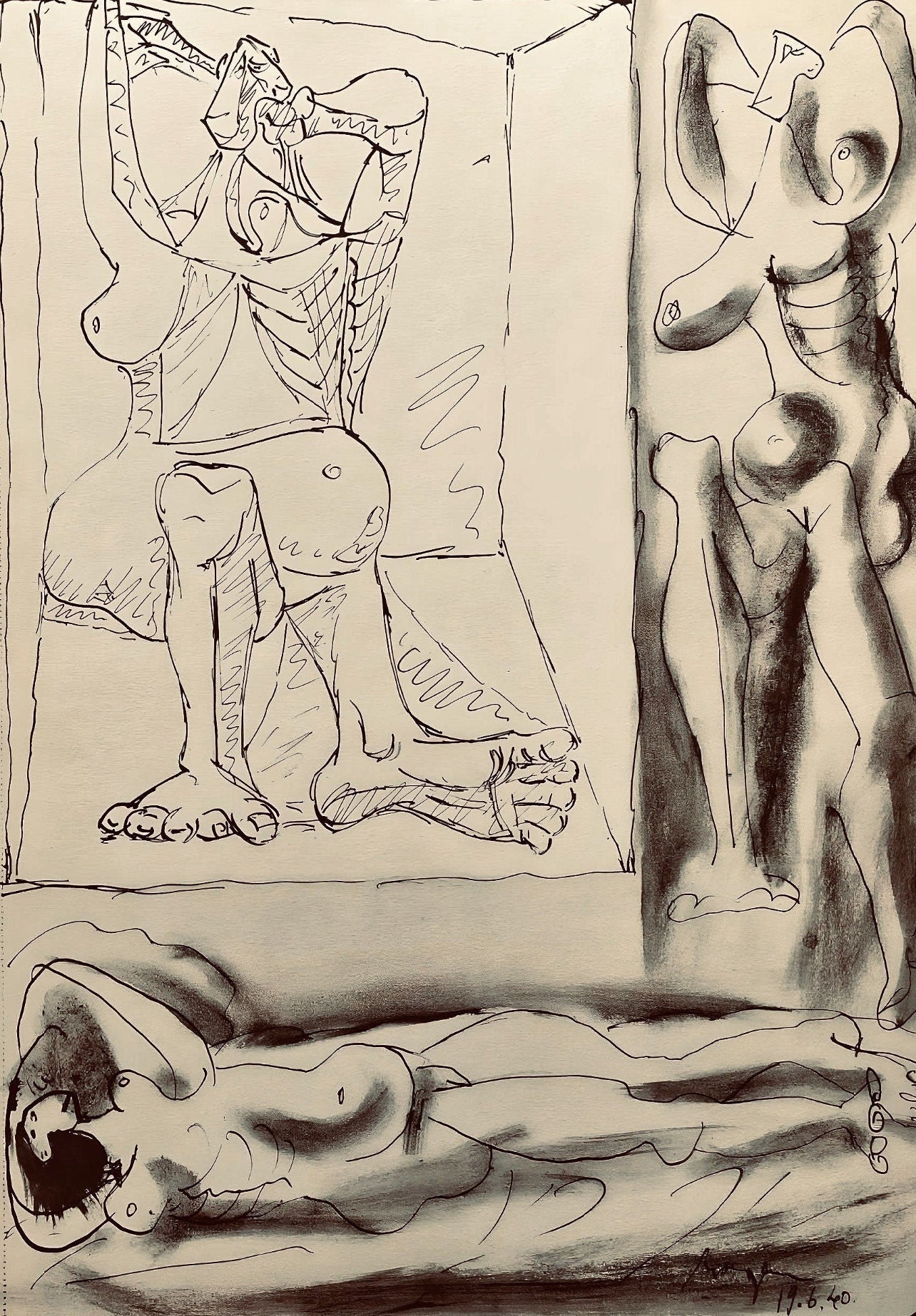 Pablo Picasso, Composition, Carnet De Dessins De Picasso, Cahiers Dart, Lithograph