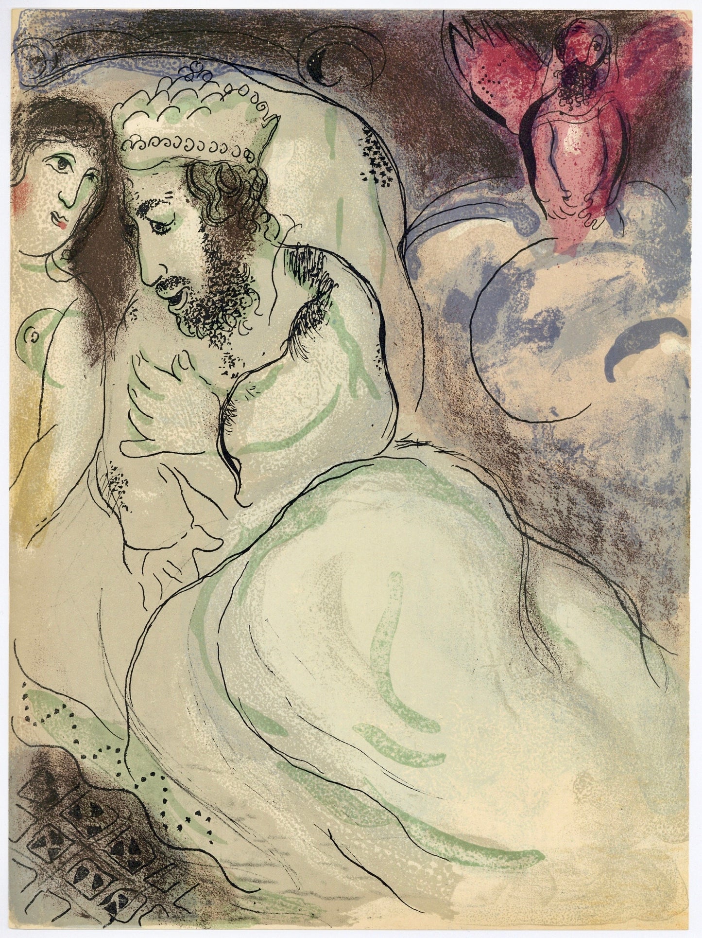 Marc Chagall, Sarah And Abimelech (Mourlot 117-46; Cramer 25), Drawings From The Bible, Verve: