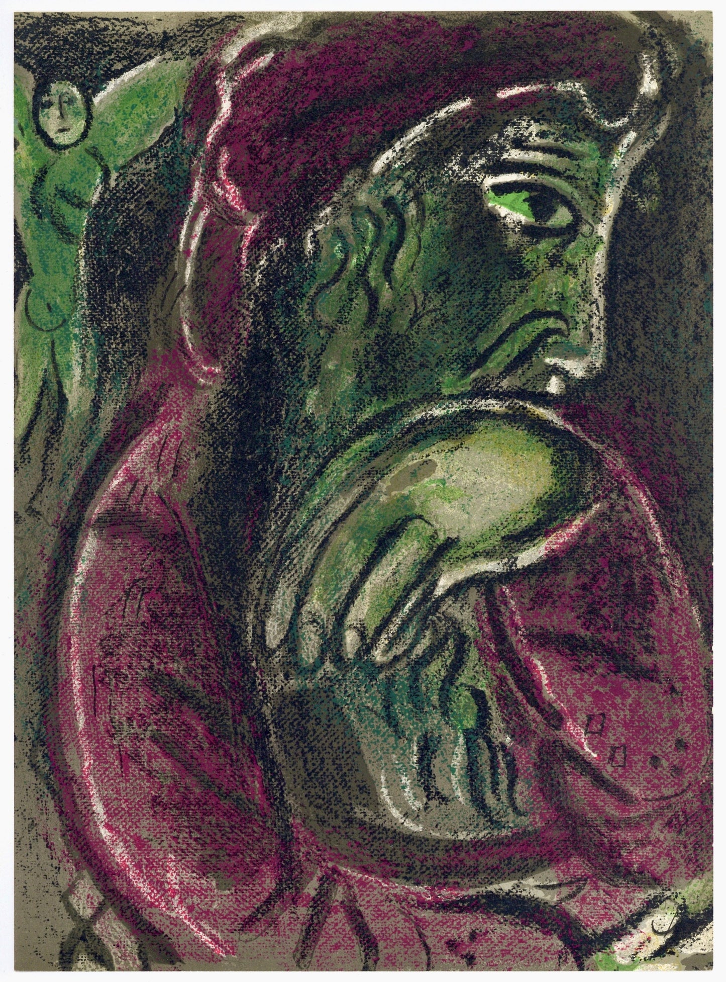 Marc Chagall, Job In Despair (Mourlot 117-46; Cramer 25), Drawings From The Bible By Marc Chagall,