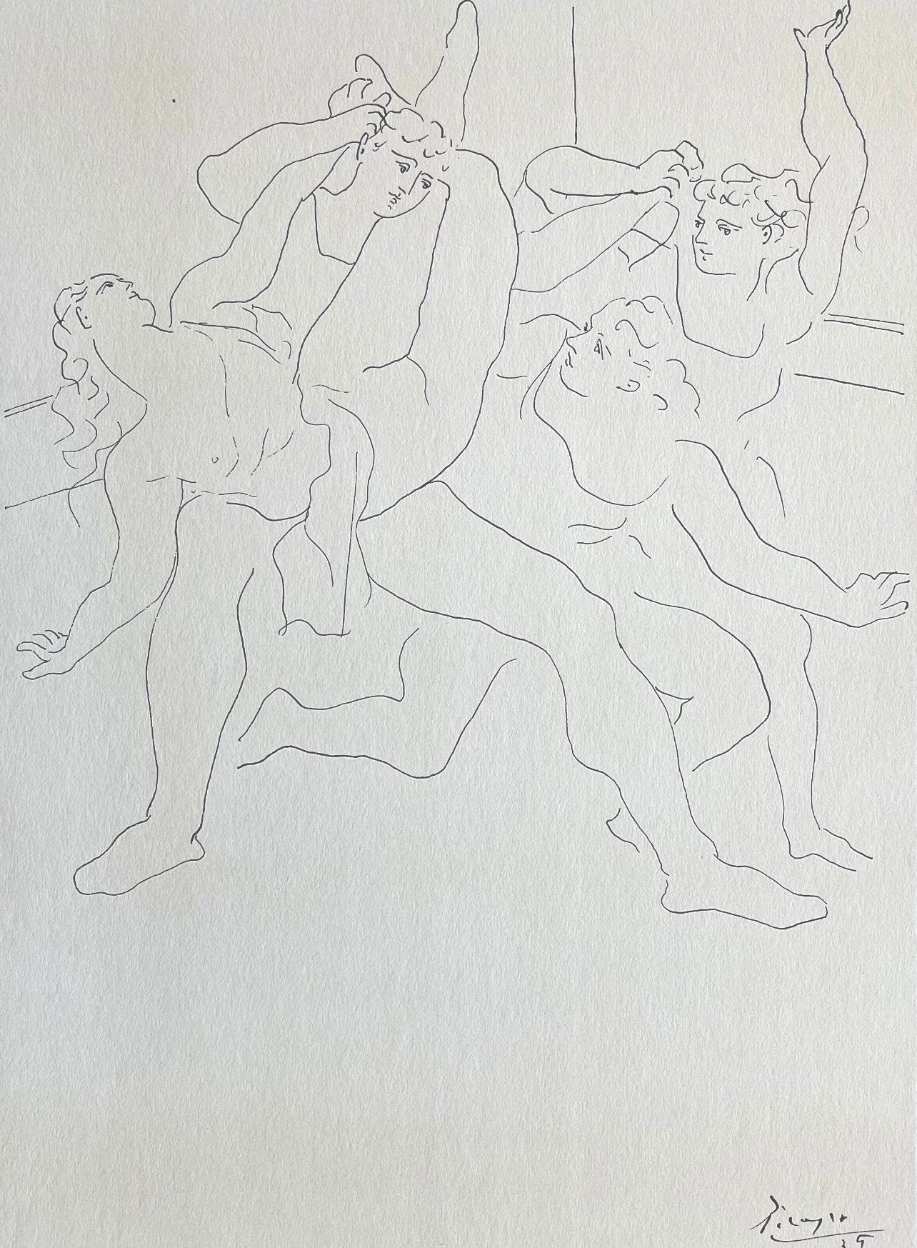 Pablo Picasso, Four Ballet Dancers (Orozco 95), Picasso: Fifteen Drawings, Lithograph