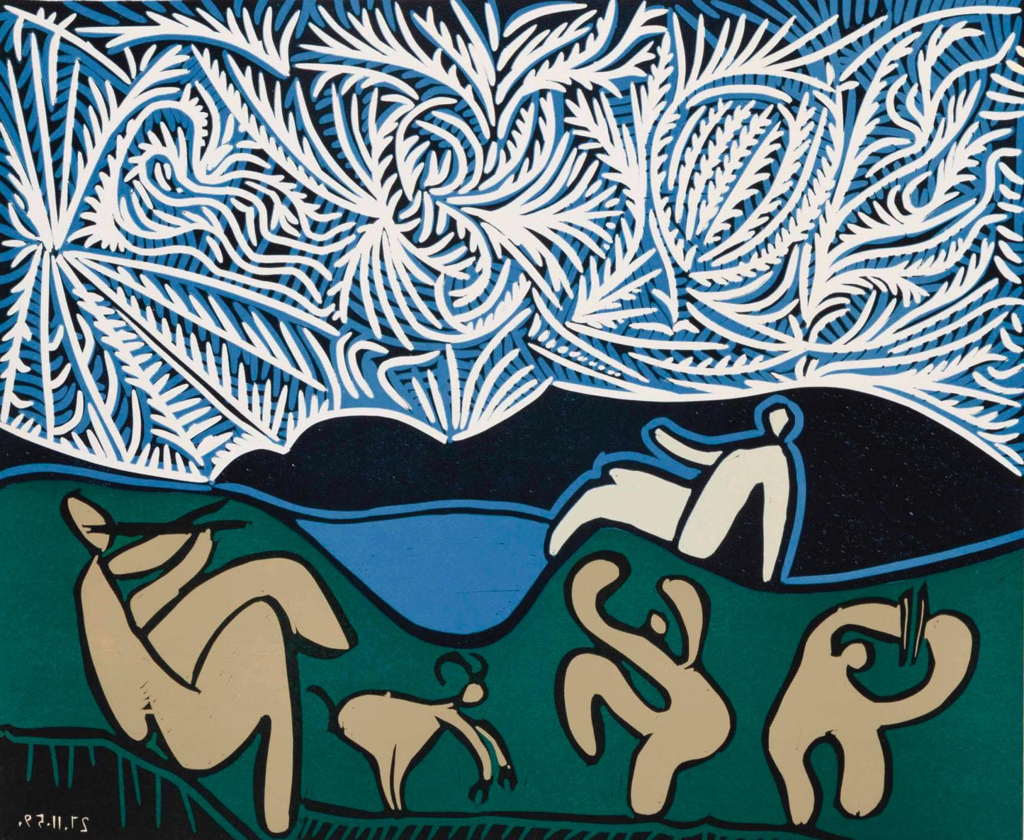 Pablo Picasso, Bacchanal With Kid And Spectator (Orozco 214), Grabados Al Linleo, Linocut