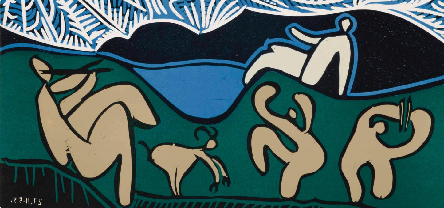 Pablo Picasso, Bacchanal With Kid And Spectator (Orozco 214), Grabados Al Linleo, Linocut