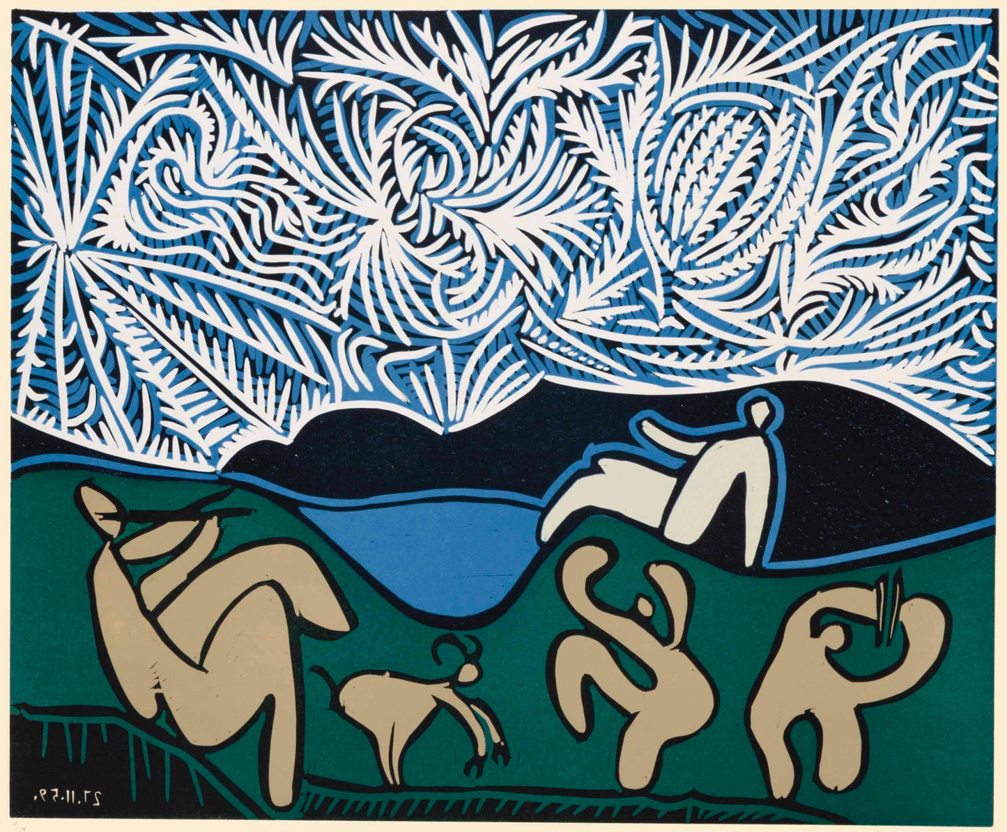 Pablo Picasso, Bacchanal With Kid And Spectator (Orozco 214), Grabados Al Linleo, Linocut