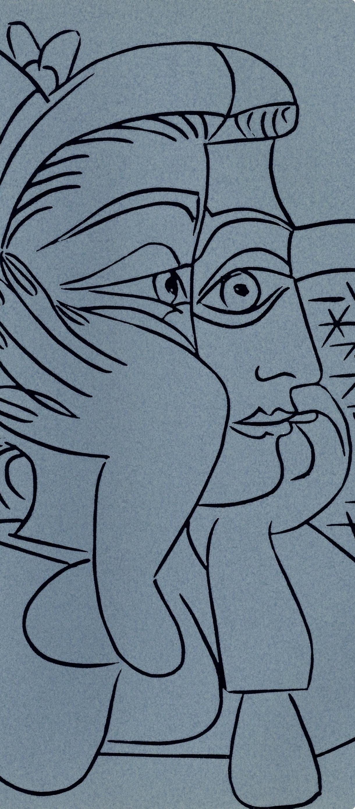 Pablo Picasso, Jacqueline Leaning On Her Elbows (Orozco 214), Grabados Al Linleo, Linocut