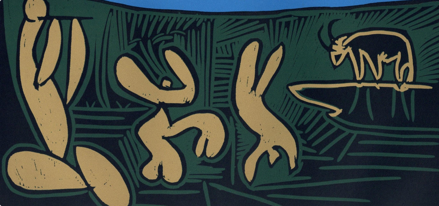 Pablo Picasso, Bacchanal With An Acrobat (Orozco 214), Grabados Al Linleo, Linocut
