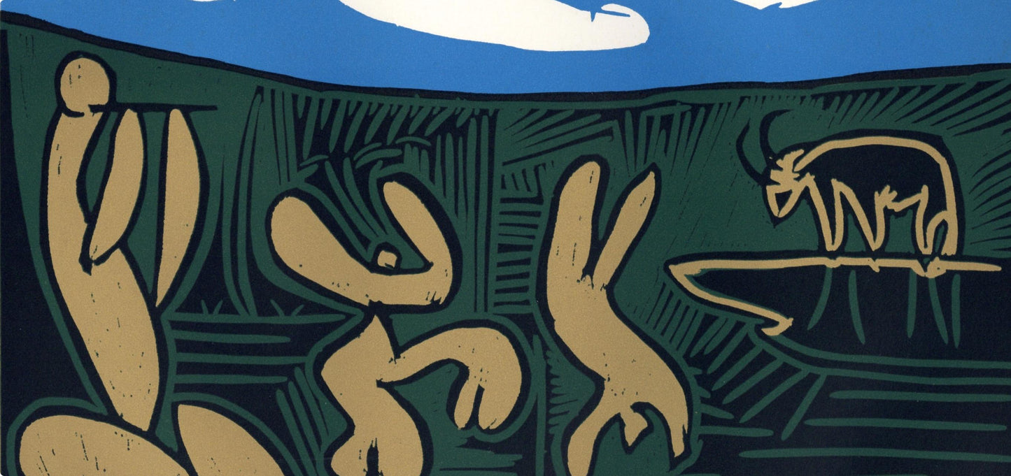 Pablo Picasso, Bacchanal With An Acrobat (Orozco 214), Grabados Al Linleo, Linocut