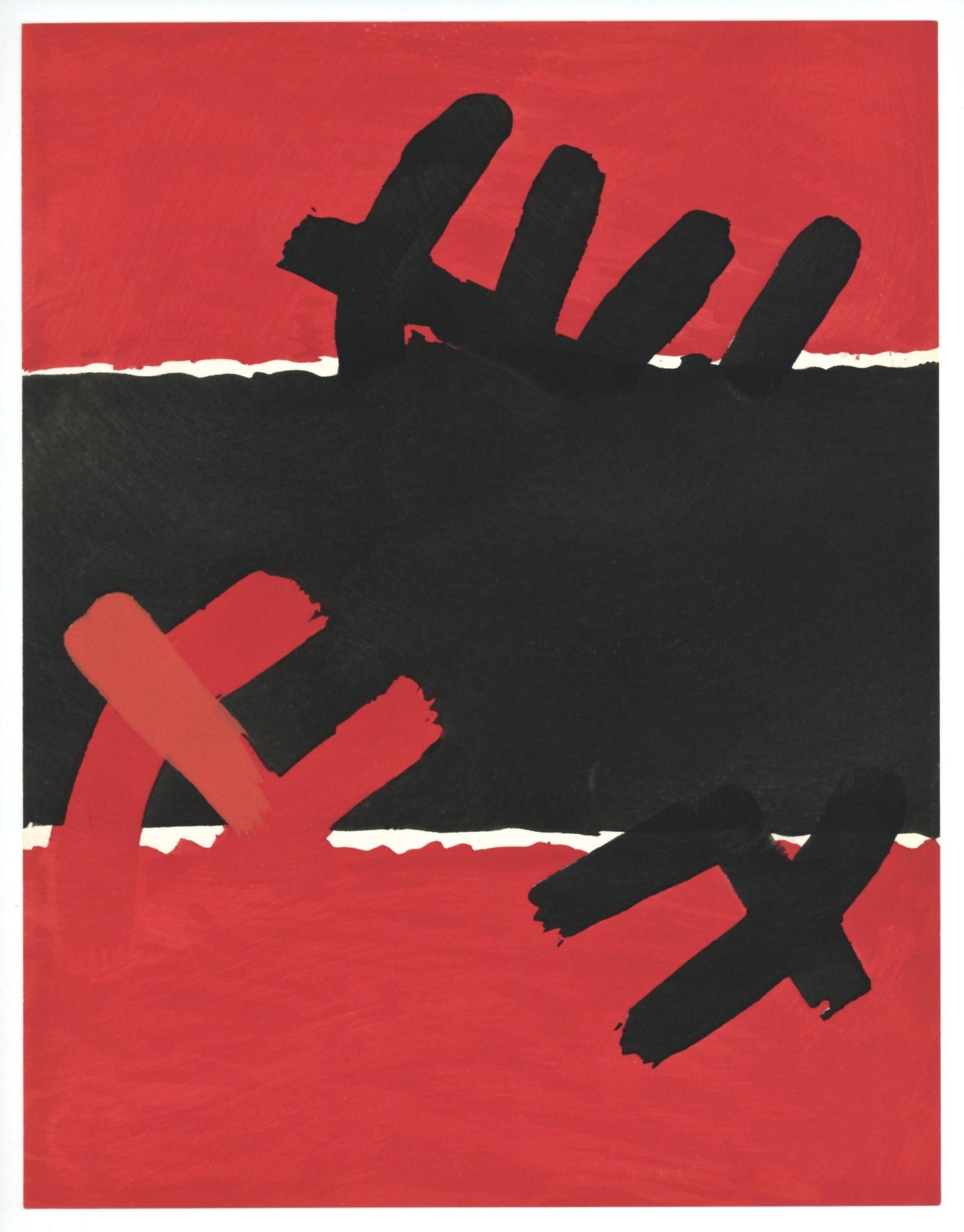 Giuseppe Capogrossi, Surface Rouge Et Noire, Xxe Sicle, Lithograph