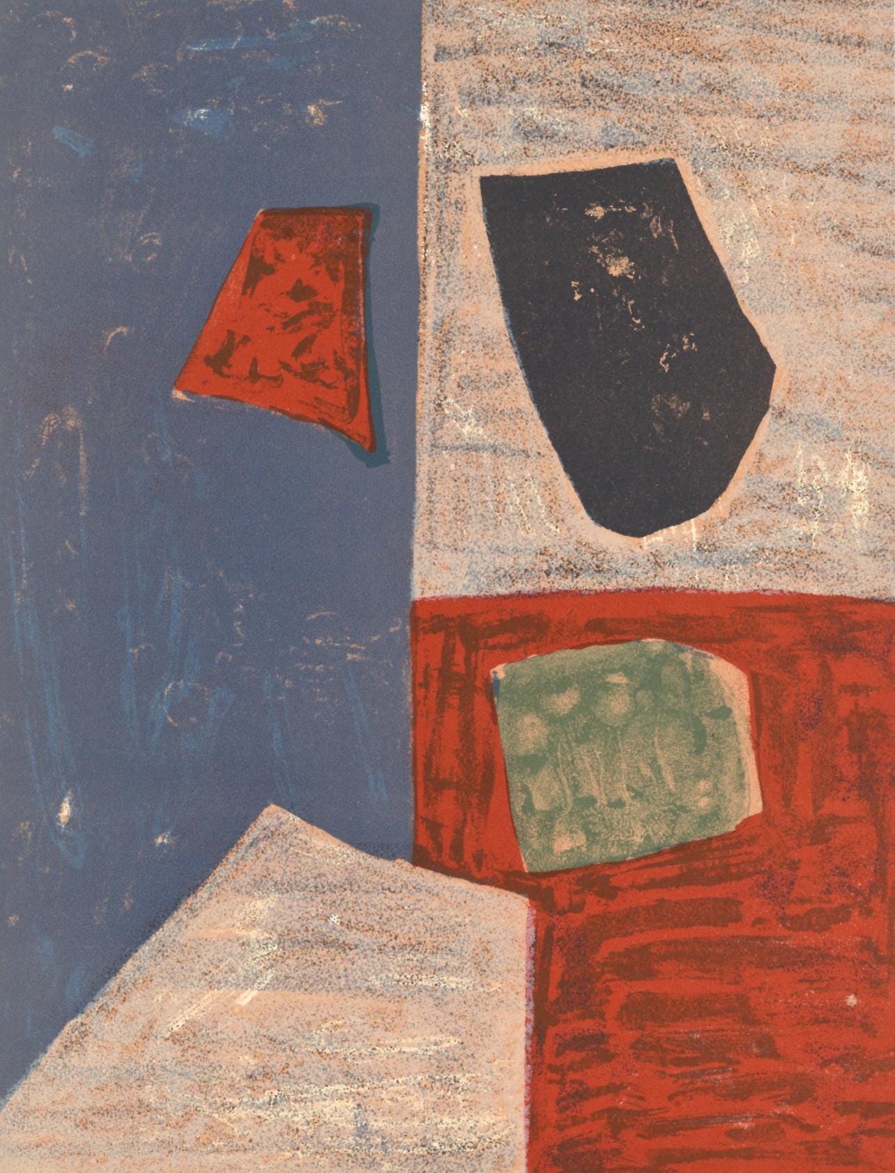 Serge Poliakoff, Composition Rose, Rouge (Poliakoff/Schneider 17), Xxe Sicle, Lithograph