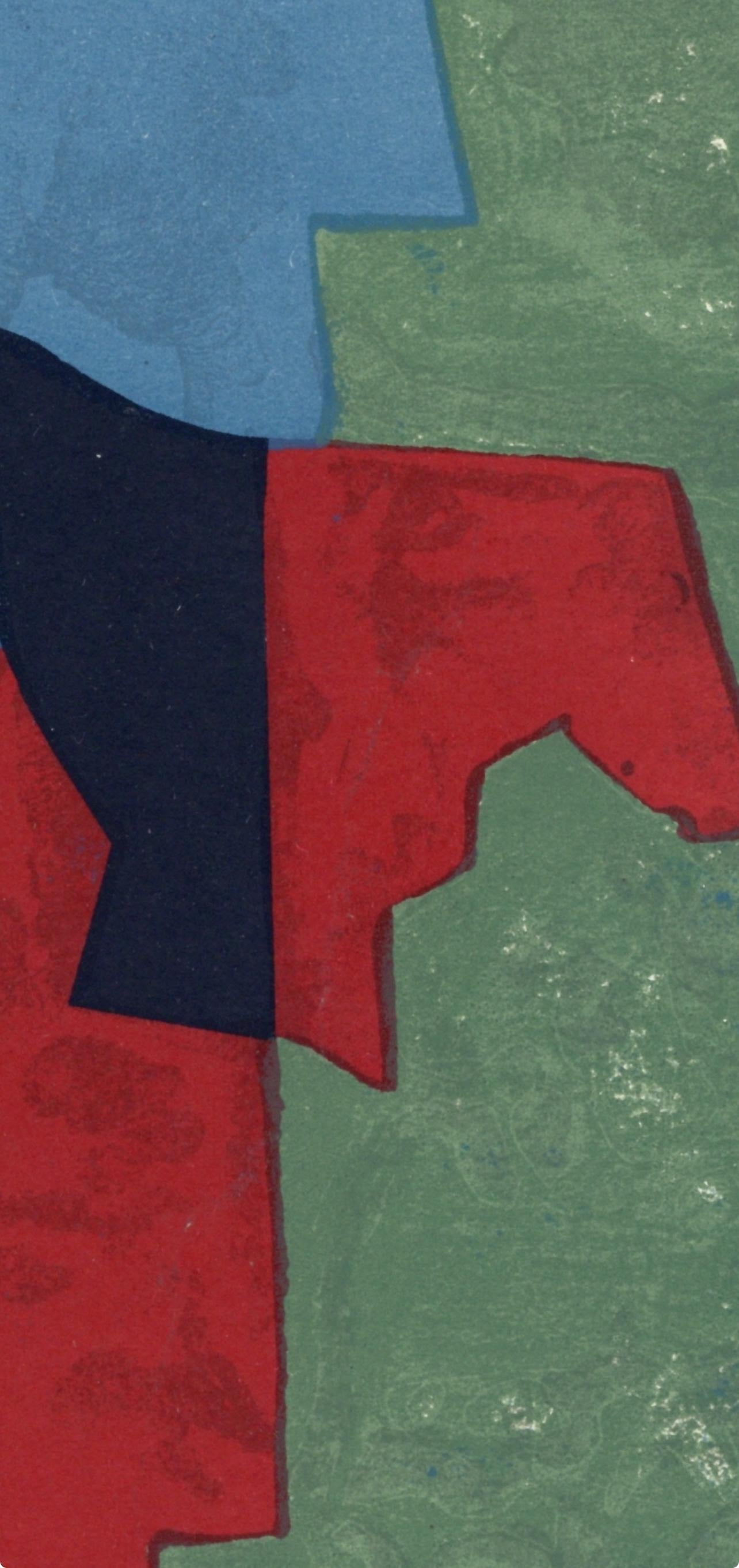 Serge Poliakoff, Composition Rouge, Verte (Poliakoff/Schneider 32), Xxe Sicle, Lithograph