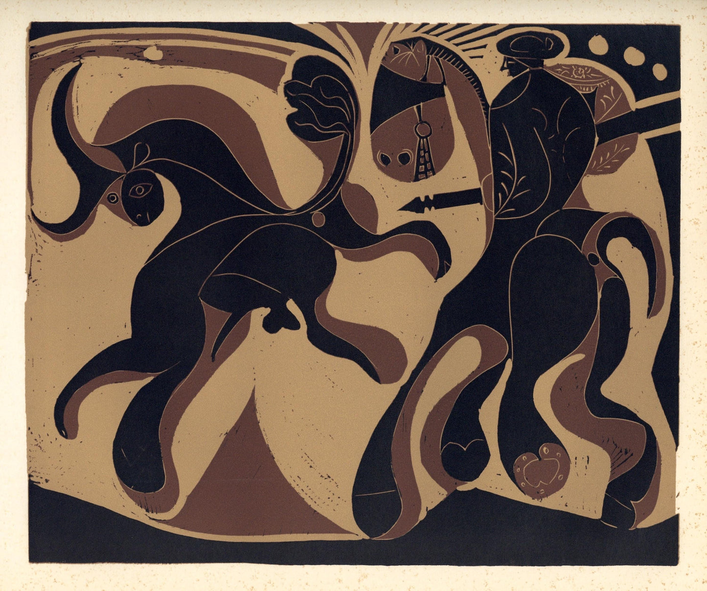 Pablo Picasso, Picador And Fleeing Bull (Orozco 214), Grabados Al Linleo, Linocut