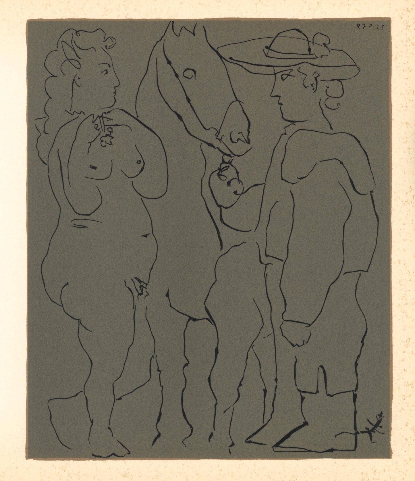 Pablo Picasso, Picador, Woman, And Horse (Orozco 214), Grabados Al Linleo, Linocut
