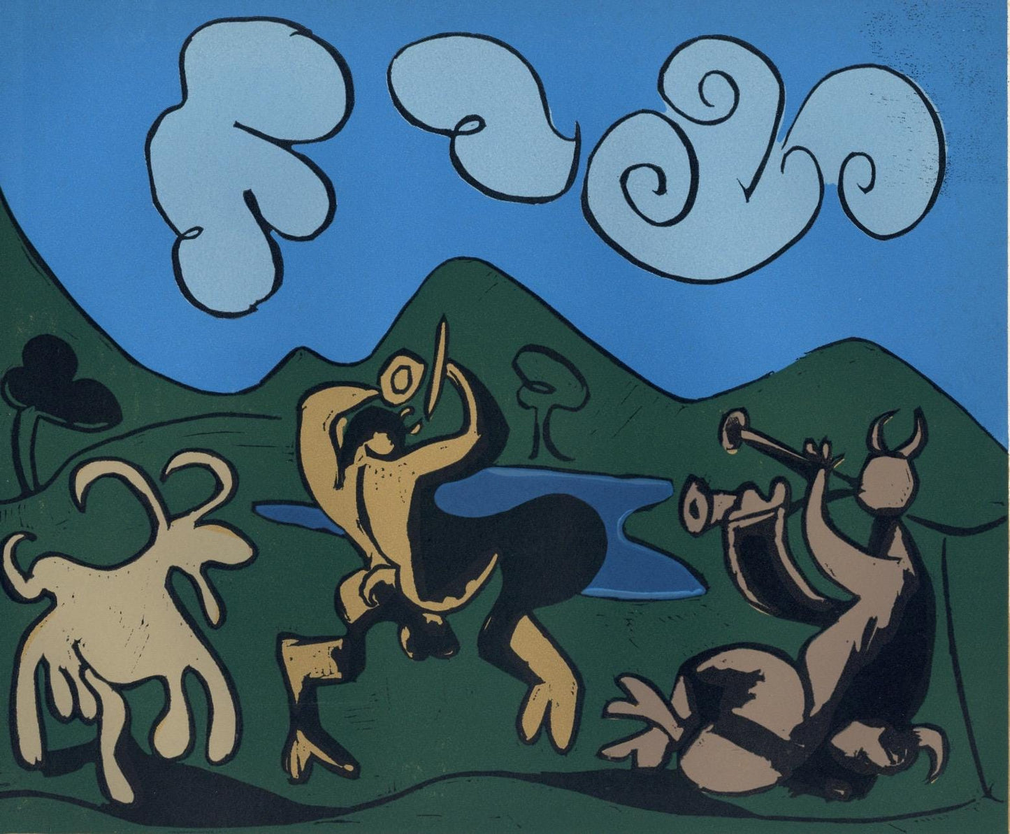 Pablo Picasso, Fauns And Goat (Orozco 214), Grabados Al Linleo, Linocut