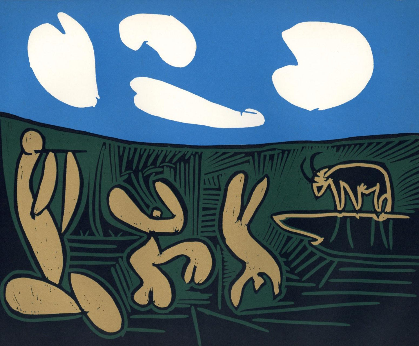 Pablo Picasso, Bacchanal With An Acrobat (Orozco 214), Grabados Al Linleo, Linocut